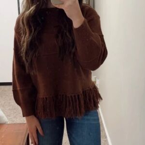 Brown fringe sweater